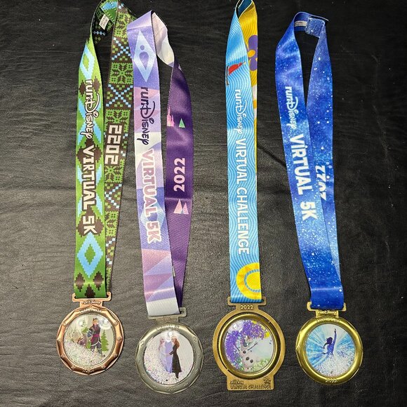 Four Run Disney 2022 Medal Frozen Virtual Series Summer 5K - Picture 1 of 1